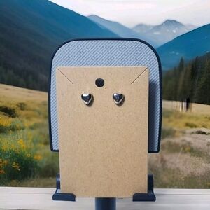 Handmade Silver Hearts Stud Silver Accent Earrings